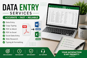 do accurate data entry, copy typing, PDF to word and excel