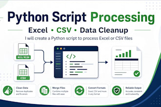 create a python script to process excel or CSV files