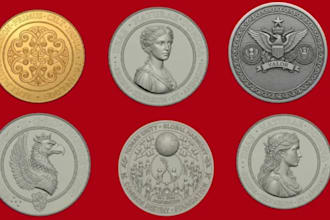 sculpt 3d coin model, bas relief medallion or pendant for cnc and 3d printing
