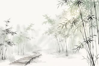 chinese ink painting and watercolor art
