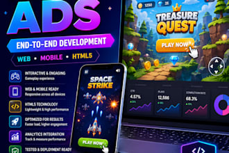 design and develop end to end playable ads optimized for web and mobile