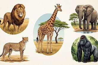 create detailed realistic animal vector illustrations