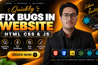 fix html css javascript bugs and responsive website layout issues