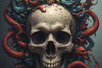 create dark art, horror or skull artworks illustration