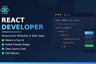 build responsive react js website and react web app frontend