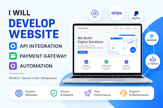 develop website, integrate API, payment gateway and automation