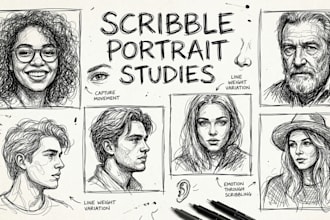 do scribble art, abstract line portrait