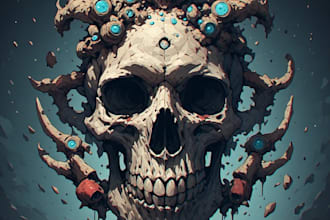 draw dark skull art, horror, metal illustration