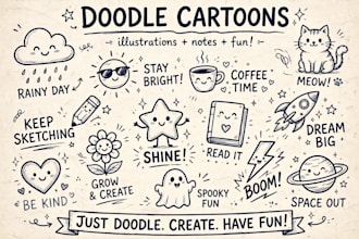draw doodle wall art, mural and decal illustration