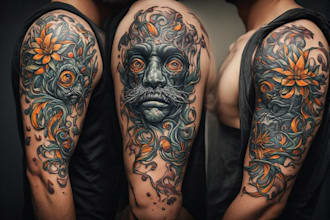 custom tattoo design realistic, full sleeve tattoo artist