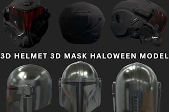 do 3d head, 3d helmet, halloween mask, custom 3d cosplay