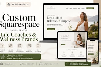 design, redesign cutom sqaurespace website for life coaches and wellness brand