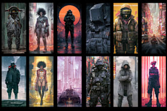 do a science fiction city and cyberpunk art