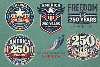 design custom usa flag, american, patriotic logo and t shirt