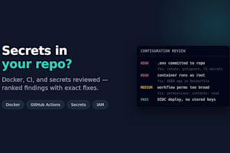 review your docker, github actions, and secrets setup for risks