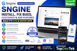 install, customize, fix bugs, and build apps for sngine