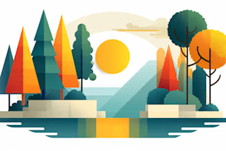 draw a flat vector landscape illustration