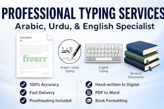 professional arabic urdu and english typing