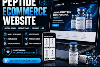 design a peptide brand website with product pages, checkout, and SEO