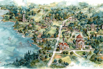 create custom hand drawn map in watercolor style