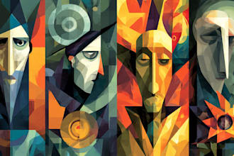 draw cubism, surrealism and abstract styles for album cover