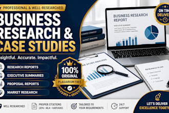 write business case studies, research reports and summaries