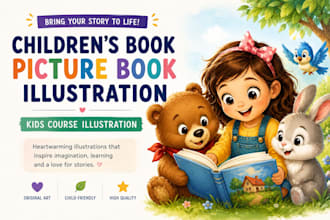 create picture book illustration, children book illustration, kids course art