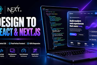 convert design to react nextjs website with tailwind css