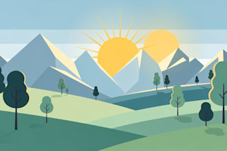 illustrate fantastic flat vector landscape illustration