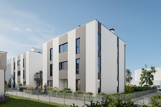 use dwg drawing to remodel external, make blender 3d building model for photo
