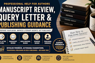 review your manuscript, edit your query letter, book proposal, and provide liter