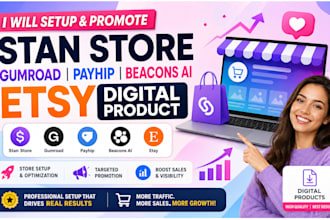 stan store gumroad promotion payhip beacons ai etsy digital product digital prod