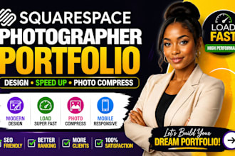 design squarespace photographer portfolio load fast fix speed photo compress