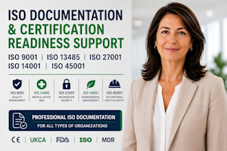 prepare iso 9001, iso 13485, iso 27001, iso 14001, iso 45001 documents