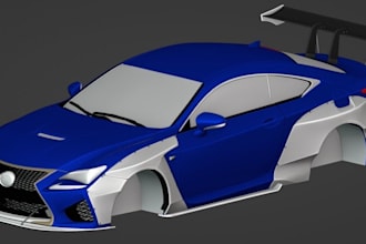 sculpt car body kit,panel prototype design,wide body kit model,cad body chassis