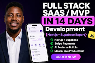 build ai saas mvp, full stack web app with next js, superbase, react and node