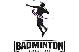 create jump smash badminton silhouette logo design