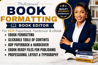 format or edit your book for amazon KDP, paperback, ebook, and print publication