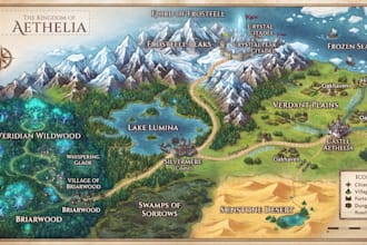design treasure maps, adventure maps, and game world illustration