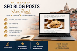 write SEO blog posts for travel tourism and small businesses