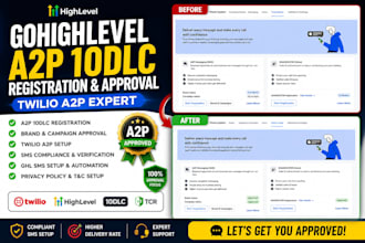 fix ghl a2p 10dlc registration, twilio SMS or compliance setup
