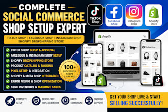 setup tiktok shop, facebook shop, instagram shop sync shopify dropshipping store