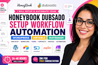 honeybook dubsado setup wordpress workflow automation airtable suitedeash