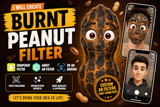 create burnt peanut filter, snapchat filter, 3d ar avatar, arkit ar filter