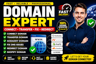 connect domain, transfer godaddy domain, fix dns, redirect shopify domain