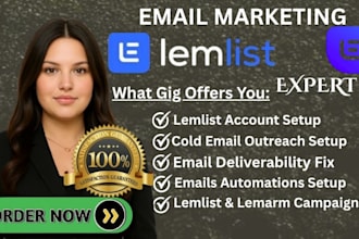 setup and manage lemlist account for cold emails outreach lemwarm campaign