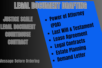 be a lawyer for strong power of attorney, last will lease and nda