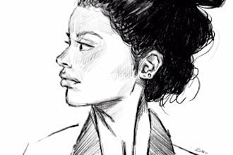 draw a black and white portrait for you or as a gift