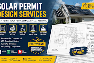 design solar permit plans, solar pv city permit drawings using autocad