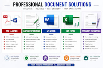 provide excel, word and PDF services